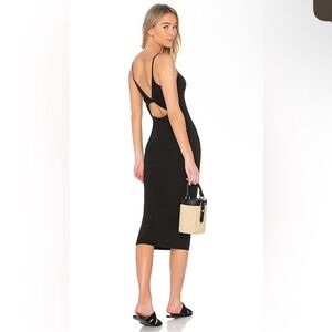 Enza Costa Matte Jersey Back Twist Midi Dress in Black NWOT XS